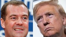 Dmitrijus Medvedevas ir Donaldas Trumpas / ANDREJ ISAKOVIC BRENDAN SMIALOWSKI / AFP