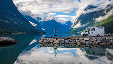 Family vacation travel RV, holiday trip in motorhome