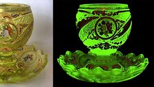 1850-1860 metais Bohemijoje pagamintas espreso kavos puodelis  &copy;Dave Peterson, VaselineGlass.org