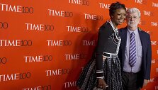 Režisierius George'as Lucasas su žmona Mellody Hobson