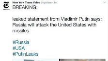 &bdquo;New York Times&ldquo; atakavę programi&scaron;iai paskelbė žinutę apie esą Rusijos ruo&scaron;iamą raketų smūgį JAV