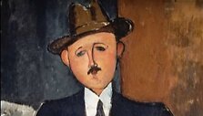 Amadeo Modigliani paveikslas &bdquo;Sėdintis vyras su lazdele&ldquo;