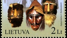 Pa&scaron;to ženklas su Užgavėnių kaukėmis
