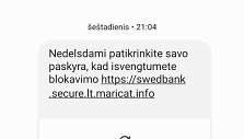 Sukčių siunčiama žinutė