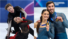Madison Chock ir Evanas Batesas (kairėje), Laurence Fournier Beaudry ir Guillaume'as Cizeronas (de&scaron;inėje)