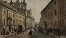 Dominikonų gatvė ir Bajorų institutas. Chromolitografija, 1850. LNM &bdquo;Vilnius Jono Kazimiero Vilčinskio leidiniuose&ldquo;, Vilnius, 2001, p. 13. IMik 2066