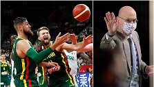 Jonas Valančiūnas ir Domantas Sabonis veikiausiai neturės galimybių žaisti Lietuvos rinktinėje kitą vasarą, sprendžiant i&scaron; A.Silverio (de&scaron;inėje) žodžių. 