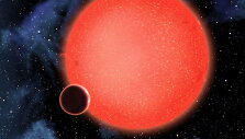 Menininko pavaizduota planeta &bdquo;GJ1214b&ldquo;, besisukanti aplink raudonąją nyk&scaron;tukę, nutolusią nuo Žemės per 40 &scaron;viesmečių