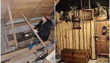 I&scaron; senų kėdžių padarytos lentynos