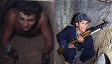 JAV seržantas Vietnamo tunelyje ir vietnamiečių karys