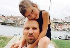 Remigijus Žiogas su dukra Portugalijoje