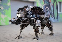 Latvio Aleksandro Nesterjuko kūryba i&scaron; motociklų ir automobilių dalių