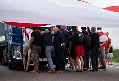 Baltarusių protestas prie Medininkų pasienio punkto