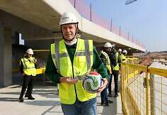 Nacionalinio stadiono statybas apžiūrėjo Vilniaus „Žalgirio“ klubo vadovai, tarp jų ir klubo prezidentas Andrius Tapinas.