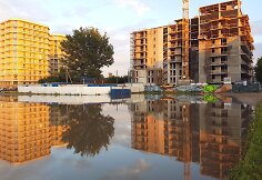 Vandens užlieta statybvietė Žalgirio gatvėje Vilniuje