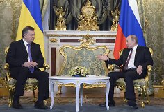 Ukrainos prezidentas Viktoras Janukovyčius ir Rusijos prezidentas Vladimiras Putinas
