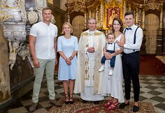 Tomo Pavilionio ir Gabrielės Lileikaitės sūnaus krik&scaron;tynų akimirka
