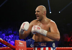 Tysonas Fury ir Tomas Schwarzas bei jų dvikova Las Vegase.