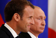Vladimiro Putino ir Emmanuelio Macrono susitikimas Sankt Peterburge