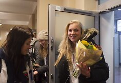 Rūtos Meilutytės sutikimas Vilniaus oro uoste.