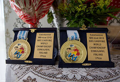 Pasaulio žmonų ne&scaron;imo čempionato laimėtojai   Vytautas ir Neringa Kirkliauskai