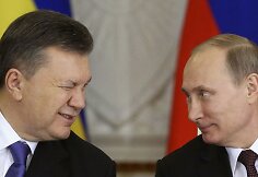 Ukrainos prezidentas Viktoras Janukovyčius ir Rusijos prezidentas Vladimiras Putinas