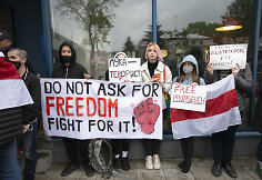 Protestas prie Baltarusijos ambasados Vilniuje