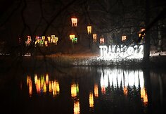 Trakų Kalėdų eglės įžiebimo &scaron;ventės akimirka