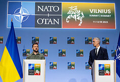 Volodymyro Zelenskio spaudos konferencija NATO vir&scaron;ūnių susitikime Vilniuje