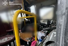 Rusai ap&scaron;audė keleivinį autobusą Chersone