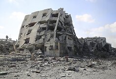 Gazos al-Zahros rajonas po bombardavimo