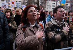 Protestas ,,&Scaron;alin rankas nuo laisvo žodžio&ldquo;