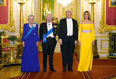Karalienė Camilla, karalius Charlesas, Donaldas Trumpas ir Melania Trump