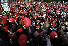 Akimirka iš protesto akcijos.