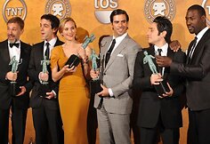 Christophas Waltzas (i&scaron; kairės į de&scaron;inę), B.J. Novakas, Diana Kruger, Eli Roth, Omaras Doom ir Jacky Ido