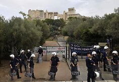 Protestas prie Akropolio Atėnuose