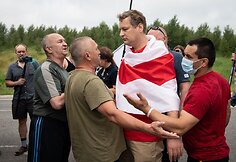 Baltarusių protestas prie Medininkų pasienio punkto
