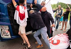 Baltarusių protestas prie Medininkų pasienio punkto