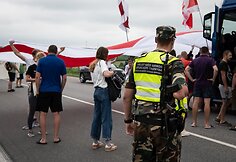 Baltarusių protestas prie Medininkų pasienio punkto