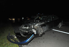 Automobilis SAAB avarijos vietoje