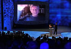 Romanas Polanskis apdovanojimų ceremonijoje dalyvavo virtualiai.