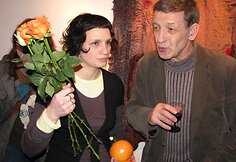 Severija Inčirauskaitė-Kriaunevičienė su VDA prorektoriumi Arvydu &Scaron;alteniu