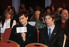 Vakaro svečiai balerūnas Nerijus Ju&scaron;ka ir Seimo narys Antanas Nedzinskas