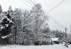 Apsnigtas kaimas netoli Varšuvos
