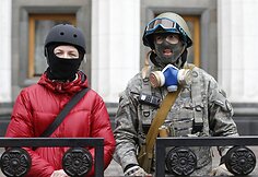 Protestuotojai prie Ukrainos parlamento pastato