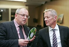 Aplinkos ministerijos vadovas Gediminas Kazlauskas ir Lietuvos paviljono generalinis komisaras Romas Jankauskas