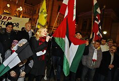 Protestuotojai išreiškė paramą Palestinai.