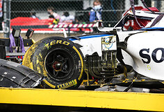 A.Giovanazzi ir G.Russelo avarija F1 Belgijos GP