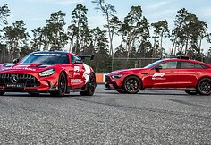 Formulės 1 saugos ir medikų automobiliai Mercedes-AMG GT Black Series ir Mercedes-AMG GT 63 S 4MATIC+