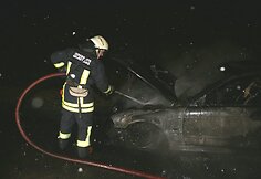 Prie Gargždų sudegė BMW 530